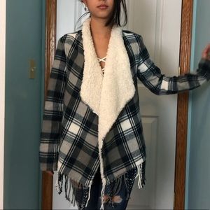Hollister Shearling-lined Plaid Cardigan